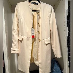 Zara Blazer Coat in Ivory